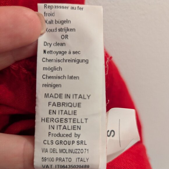 PIAZZA DEL TEMPIO 100% Linen Dress S Fit & Flare w/ Smocking Sleeveless Red Pink - Picture 8 of 9